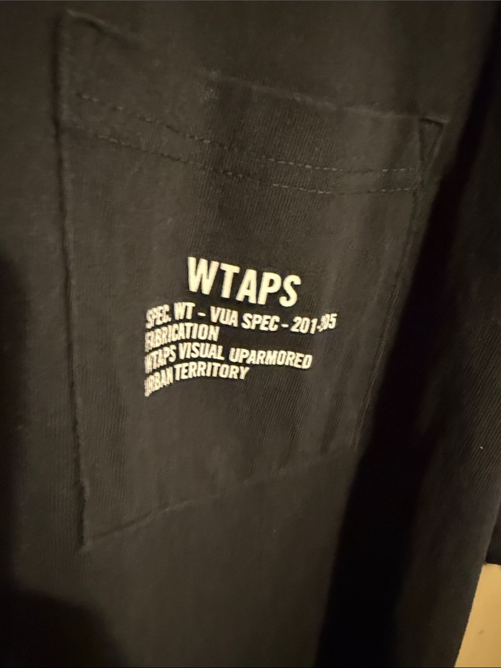 WTAPS Black Short-Sleeve Pocket Tee with Logo - Picture 3 of 4